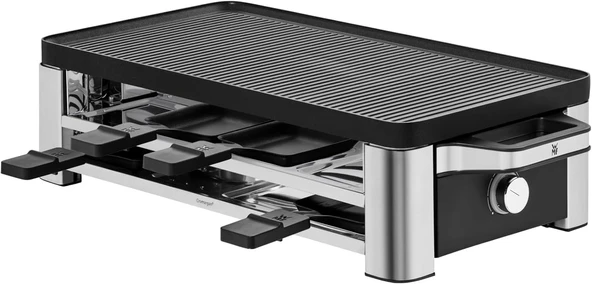 WMF 8 kişilik Lono raclette ızgara, güçlü, eşit ızgara ve pişirme, yapışmaz tavalar ve sürgüler, cennet gibi raclette akşamları için, kaliteli Cromargan paslanmaz çelikten yapılmış ürün görseli 1