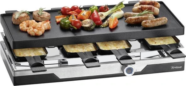 Trisa 7610.7512 Raclette yapışmaz kaplama, 8 tava, gösterge ışığı, ızgara işlevi siyah, ürün görseli 1