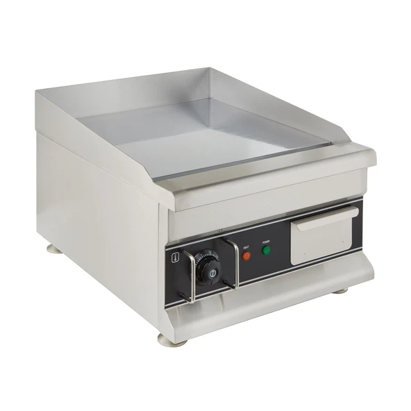 GastroHero Catering için elektrikli ızgara plakası I Pürüzsüz elektrikli ızgara plakası 410x425 mm I Catering için yağ toplama kanallı elektrikli masa ızgarası ürün görseli 1