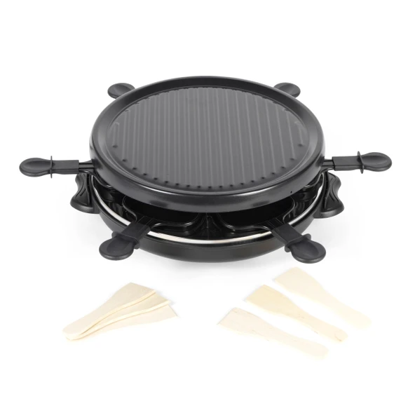 Giles & Posner Elektrikli Yuvarlak Raclette Izgara - Kapalı Masa Üstü 6 Kişilik Raclette, Yapışmaz Izgara Tavaları, Spatulalar Dahil, Yaklaşık. Tabak Boyutu 29 cm, 800 W, Parti Yemek Makinası, Büfe ürün görseli 1