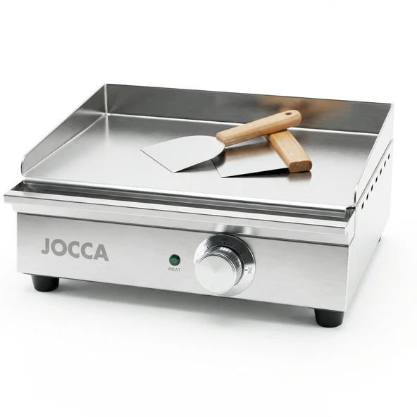 Jocca Teppanyaki Elektrikli Izgara Plakası Profesyonel, 39,6 x 26 cm paslanmaz çelik yüzey, sıcaklık kontrolü 50-300°C ürün görseli 1