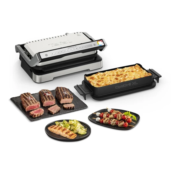 Tefal OptiGrill 4'ü 1 arada XL kontaklı ızgara, fırın tepsili, katlanabilir, masa ızgarası, 12 program, pişirme seviyesi göstergesi, elektrikli ızgara, fırın, GC784D10 ürün görseli 1