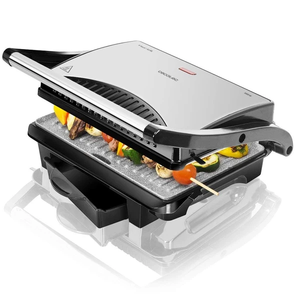 Cecotec Rock'n Grill 1000 W. Elektrikli ızgara, RockStone yapışmaz kaplama, 1000 W, 25,5 x 29,5 x 10 cm ürün görseli 1