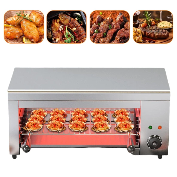 TBANVOO Paslanmaz Çelik Biftek Kavurma Makinesi, 2000W Ticari Salamander Izgara, Sığır Tavuklu Sebzeler için Sıcaklık Ayarlanabilir 120-570°F ürün görseli 1