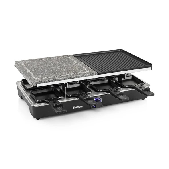 Tristar RA-2723 Raclette, 4'ü 1 arada, sekiz kişi için, 1400 watt güç, çıkarılabilir ızgara plakası, siyah ürün görseli 1