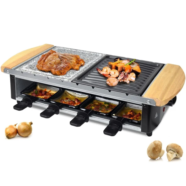 Syntrox Germany Raclette ızgara emaye Urilas, 8 kişilik, kullanımı ve temizliği kolay, 1.200 watt raclette, sıcak taş ve ızgara plakası, yapışmaz kaplamalı raclette tava ürün görseli 1