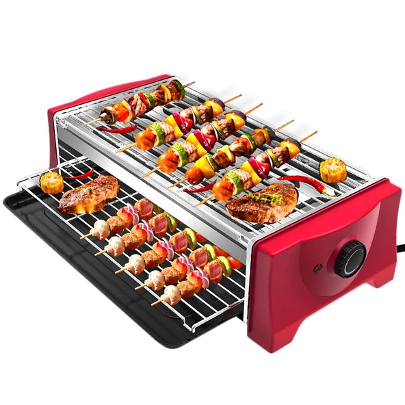 Elektrikli Barbekü - Dumansız Elektrikli Izgara 2000W Elektrikli Masa Izgara Izgaraları Balkon için Ayaklı Izgara Ayarlanabilir Sıcaklık Izgara Ağı Paslanmaz Çelikten Yapılmış ürün görseli 1