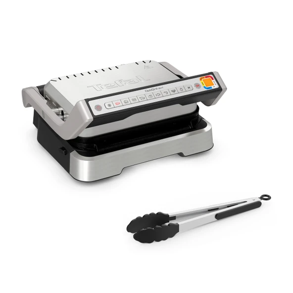 Tefal OptiGrill 2'si 1 arada temaslı ızgara, katlanabilir, masa ızgarası, 9 program, pişirme seviyesi göstergesi, ızgara maşası, çıkarılabilir plakalar, elektrikli ızgara, GC773D10 ürün görseli 1