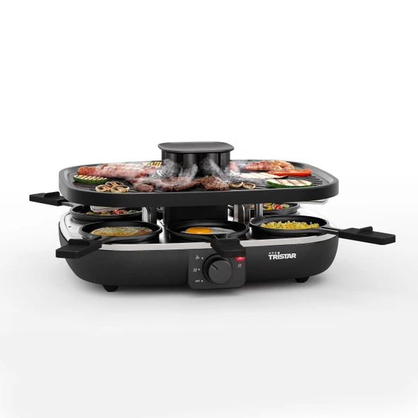 Tristar Raclette Temiz Hava, 1100 W, 6 Kişilik, Hava Filtresi Sistemi, Düşük Kokulu, Yapışmaz, PFAS İçermez, Temizlemesi Kolay, RA-2760 ürün görseli 1