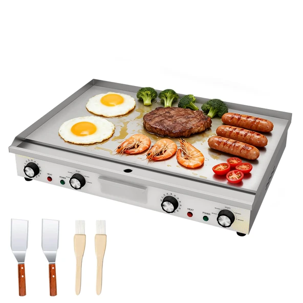 MOOTACO Elektrikli ızgara plakası, profesyonel gastro elektrikli ızgara, 66 cm ızgara yüzeyli elektrikli ızgara plakası, zamanlayıcılı masa ızgarası (66 cm) ürün görseli 1