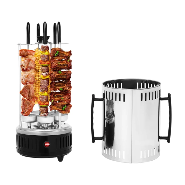 Döner Izgarası Elektrikli Izgara, 1000W 5 Şiş Dikey Çevirme Izgarası, 400-500°C, Paslanmaz Çelik Kebap Makinesi, Şiş için Elektrikli Döner Izgara Makinesi, Shawarma, Çevirme (SW-5) ürün görseli 1