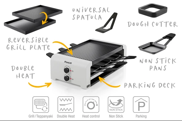Stöckli Raclette PizzaGrill 6 Beyaz - Resim 3