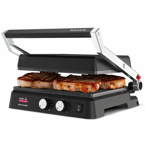Taurus - Tost Makinesi Izgara Bistro 2600 W | 2'si 1 arada ızgara ve ızgara plakası | 29x23 cm | PFOA içermeyen yapışmaz | Çift Isı Teknolojisi | 30 dakikalık zamanlayıcı ürün görseli 1