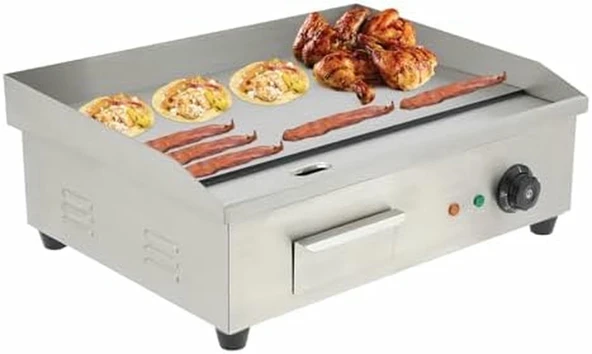 OJHGRDFV Ticari Elektrikli Tezgah, Paslanmaz Çelik Ticari Elektrikli Kızartma Tavası, Restoran Mutfağı için Düz Izgara Izgara Barbekü, Hassas Sıcaklık Kontrolü, 3KW, 122-572℉ ürün görseli 1