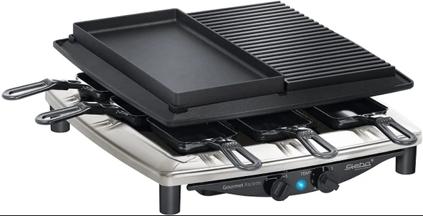 Steba RC 4 plus deluxe Raclette/Izgara/Sıcak Taş 1,5 kW Paslanmaz Çelik/Siyah ürün görseli 1