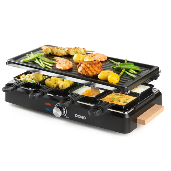 DOMO DO9262G Taş Izgara/Raclette Izgara - Ahşap Tasarım - Raclette Tava ve Ahşap Spatula Dahil - 8P - 1400 W ürün görseli 1