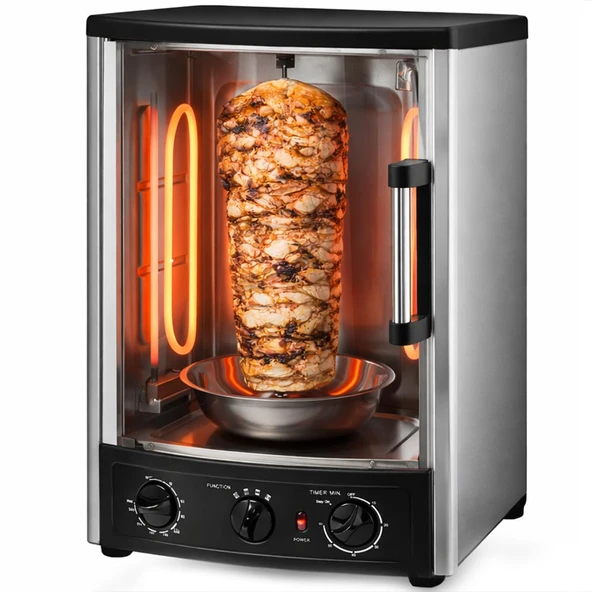 Syntrox Germany fırın + kebap ızgarası Lugo 2'si 1 arada, ısıtmalı fırın, jiroskop ızgarası, tavuk ızgarası, çevirme şişi (23 litre) ürün görseli 1