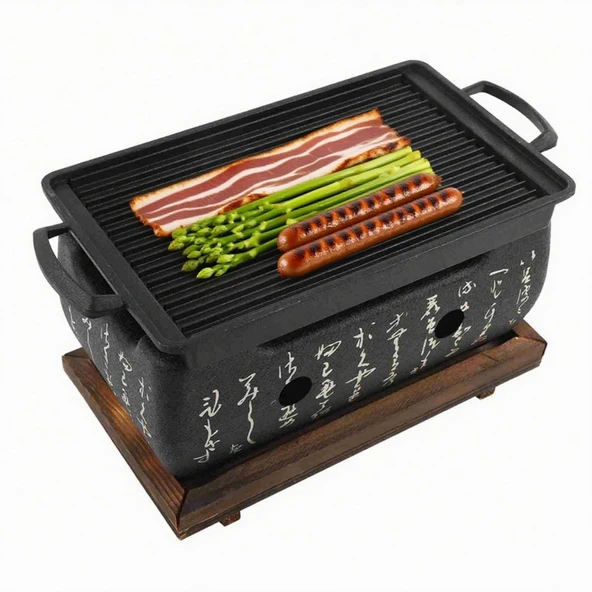 Natudeco Mini Izgara Kömür BARBEKÜ Izgara Japon Tarzı Masa Izgara Kömür Dikdörtgen Fırın Plakası Kömür Fırın Masa Izgara Kömür Taşınabilir Pişirme Ocağı Masa Üstü Aksesuarları Izgara Araçları ürün görseli 1