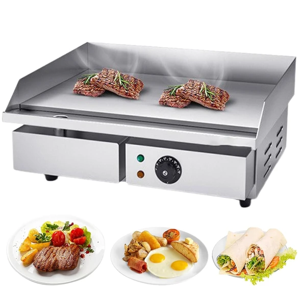 Xjymposium 55 * 43 * 24cm Ticari Elektrikli Tezgah Izgara Plakası, Elektrikli Izgara Plakası Paslanmaz Çelik 55 * 43 * 24cm 60-300°C'den Ayarlanabilir Sıcaklık, Restoran için ürün görseli 1