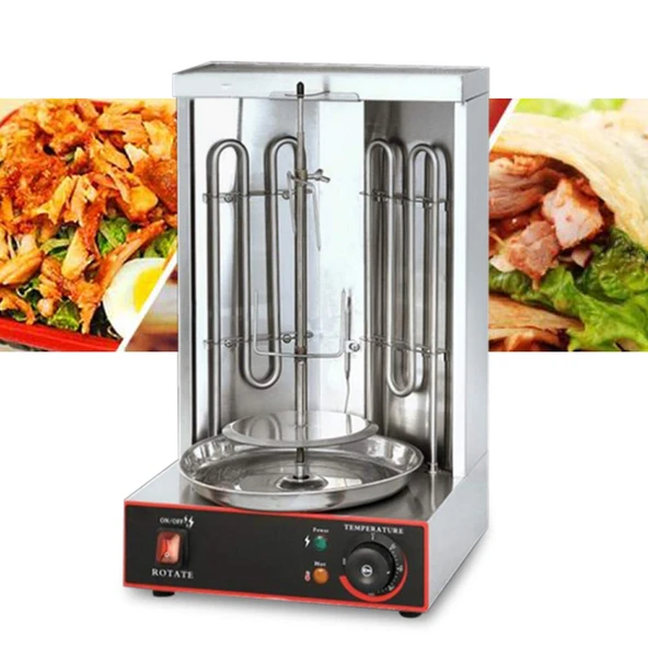 3000W jiroskop makinesi, döner kebap fırını, kebap ızgara, kebap makinesi, jiroskop makinesi, jiroskop ızgara, 2 gözlü barbekü masa ızgarası ürün görseli 1