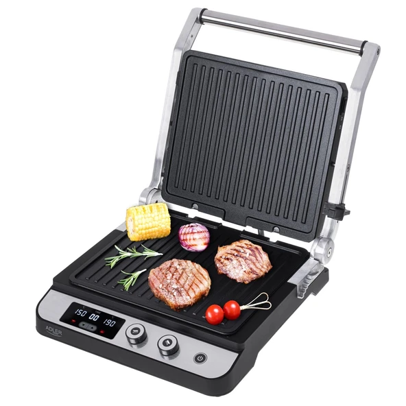 Adler AD 3059 Elektrikli Izgara 2'si 1 Arada Temaslı Izgaralı ve Masa Izgara Fonksiyonlu Elektrikli Izgara 3000W Zamanlayıcı İki takım plaka Sıcaklık kontrolü 60˚C - 230˚C LED ekran ürün görseli 1