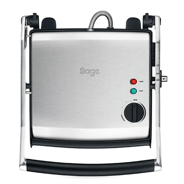 Sage - The Correcta Grill - İç mekan kullanımı için ızgara ve sandviç makinesi - Oluklu plakalar, Ayarlanabilir yükseklik, Yerden tasarruf, Damlama tepsisi - Fırçalanmış paslanmaz çelik ürün görseli 1