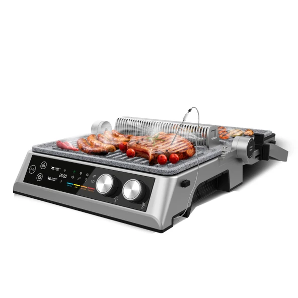 Çıkarılabilir plakalara sahip Cecotec elektrikli ızgara Rockn'Grill Bistro. 2400W, dumansız ve sağlıklı pişirme, dokunmatik kontrol, bağımsız sıcaklık kontrollü plakalar, sıcaklık probu dahildir. ürün görseli 1
