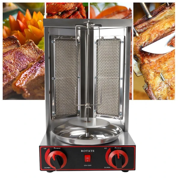 Gazlı Izgara BARBEKÜ Izgara Dikey Izgara 3000W İki Brülör Gyros Izgara Masa Izgarası 360° Dönebilen Döner Izgarası Ev Dış Mekan Kamp için ürün görseli 1