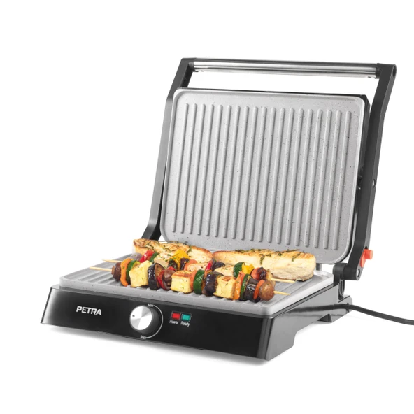 Petra Kontakt Izgara XL 180°, Marblestone Kaplamalı Elektrikli Kontakt Izgara, Panini Izgara ve Tost Makinesi, Et ve Sebzeler için Masa Izgarası, 2 Izgara Tabağı ürün görseli 1