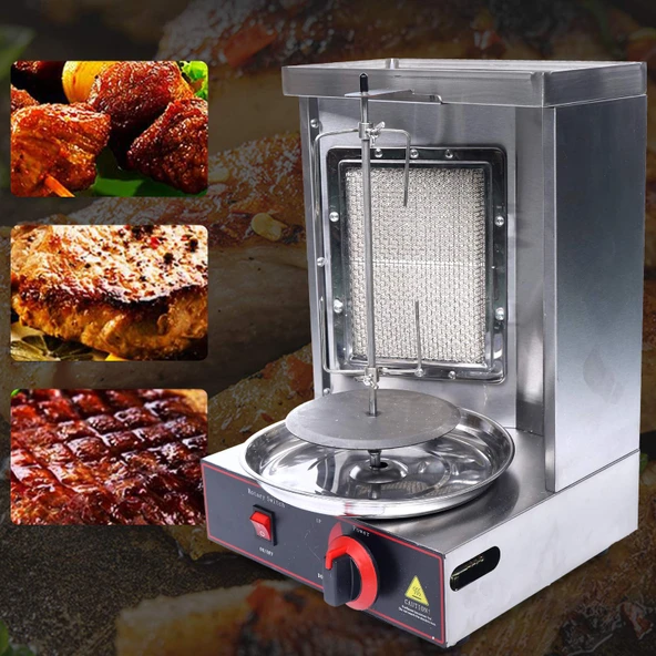 2000W Paslanmaz Çelik Döner Makinesi Gazlı Döner Kebap Makinesi İki Isıtma Yöntemi ve Ayar Sıcaklığı ile Izgara Makinesi Dikey Izgara Oteller için Elektrikli Izgara Restoranlar Snack Barlar ürün görseli 1