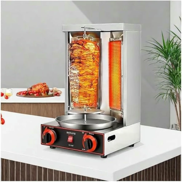 OJHGRDFV Kebap Makinesi, Gazlı Shawarma Izgara, Dikey Gyro Et Çevirme Makinesi, Otantik Orta Doğu Yemekleri için Paslanmaz Çelik Fırın ürün görseli 1