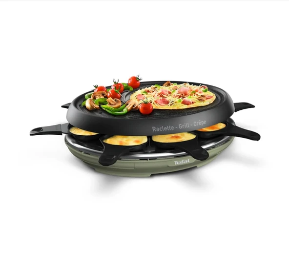 Tefal RE320 Raclette 8 kişilik 1050W - 3'ü 1 arada raclette, ızgara ve krep, 8 tava, yapışmaz kaplama, bulaşık makinesinde yıkanabilir, parti ızgarası ürün görseli 1