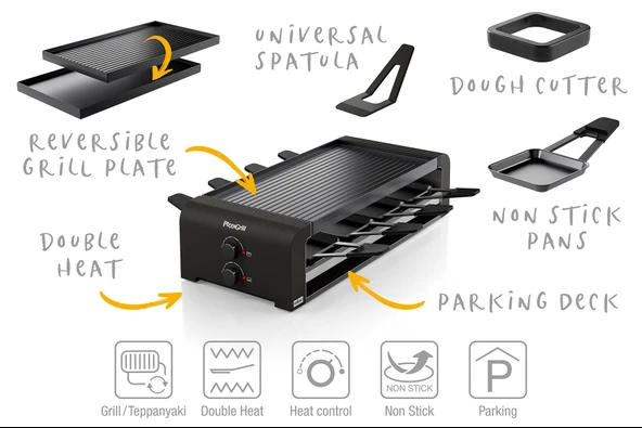 Stöckli Raclette PizzaGrill 8 Siyah - Resim 3