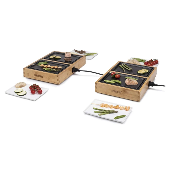 Princess Dinner4All Pure masa ızgarası, bambu tasarımlı - 4x210W, 2M kablo uzunluğu, 4x ısıtma plakası ve 4x seramik plaka, 104040 ürün görseli 1