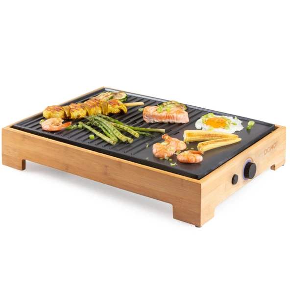 DOMO DO9271G Teppanyaki Izgara Tabağı - Plancha Izgara - Bambu Tasarım - Koleksiyon Çekmeceli - 1800 W ürün görseli 1