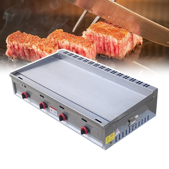 Tezgah için Düz Izgara Plakası, Çift Sıcaklık Kontrollü Paslanmaz Çelikten Teppanyaki Izgara, Isı Dağıtım Delikli, Soğuk Haddelenmiş Çelik Plaka, U-şekilli Isıtma Borusu, A ürün görseli 1