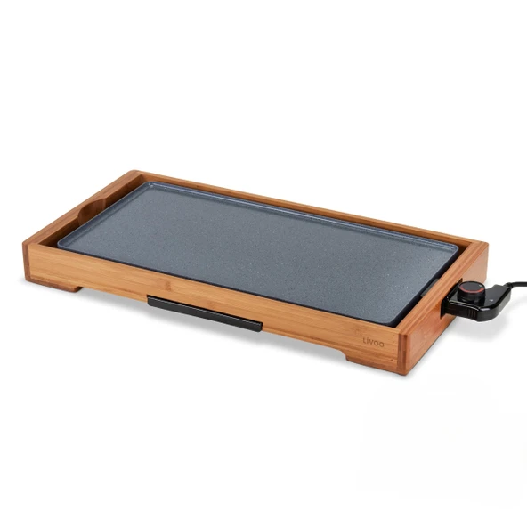 Livoo - DOC322-2200 W seramik kaplamalı Plancha bambu, 50 x 24,5 cm, PFOA'sız: PFOS, siyah/kahverengi ürün görseli 1