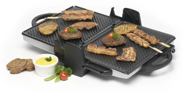 Bestron AT021 Funcooking Maxi Grill 2000 W çıkarılabilir plakalar gümüş ürün görseli 1