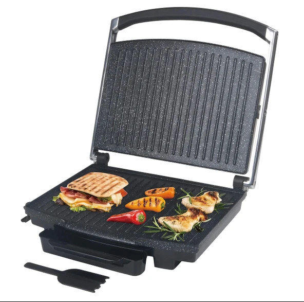 Shov temaslı ızgara, panini yapıcı, masa ızgarası 2000 watt yağ toplama hazneli 3'ü 1 arada XXL ızgara yüzeyi Seçilebilir yapışmaz kaplama granit veya Teflon (granit) ürün görseli 1