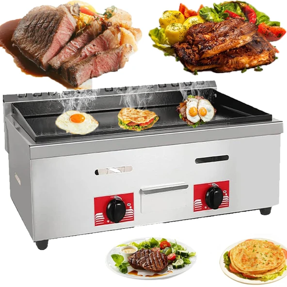LISTaRSw Emaye Izgara Plakası (73 x 42 cm) - 8 mm Pişirme Yüzeyi, Masaüstü Gazlı Izgara Plakası - Çift Sıcaklık Kontrolü, Paslanmaz Çelik Muhafaza, Biftek, Yumurta ve Krep Izgara yapmak için ürün görseli 1
