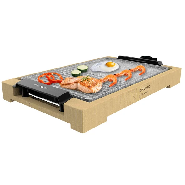 Cecotec elektrikli ızgara Tasty&Grill 2000 Bambu MixStone. 2000 W, bambu yapı, ayarlanabilir termostat, ızgara ve ızgara karıştırma yüzeyi, RockStone kaplama, bulaşık makinesinde yıkanabilir (3091) ürün görseli 1