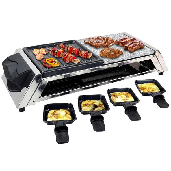 Syntrox Germany RAC-1200W-Geneva Sıcak taşlı ve 8 tavalı paslanmaz çelik raclette ürün görseli 1