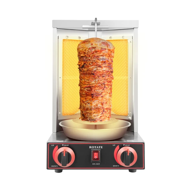 Gazlı Döner Kebap Makinesi, Tavuk Izgara Gazlı Dikey Broiler Shawarma Makinesi Döner Döner Gyro Izgara Makinesi, Paslanmaz Çelik, 300*300*480 mm ürün görseli 1