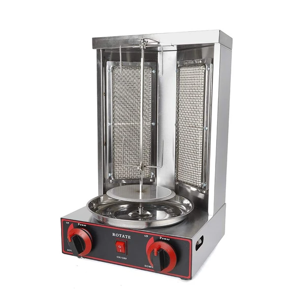 Döner ızgarası, döner döner ızgara, LPG'li kebap ızgarası, döner dikey çoklu ızgara gaz makinesi, LPG tavuk ızgara, çevirme şişli, sıcaklık ayar anahtarlı, evde yağsız ızgara yapmak için ürün görseli 1