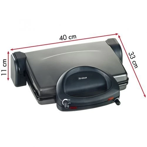 Trisa Electronics çift plakalı ızgara, siyah - Resim 4