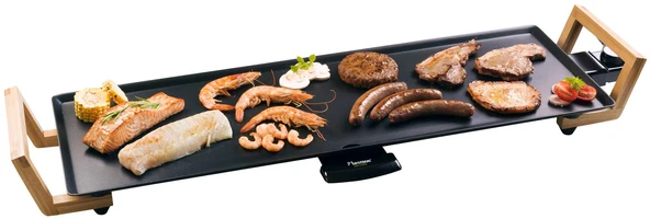 Bestron elektrikli masa ızgarası, Asya tasarımlı XL Teppanyaki ızgara plakası, 6 kişilik ızgara keyfi, ekstra geniş ızgara yüzeyi, 1.800 W, renk: siyah ürün görseli 1