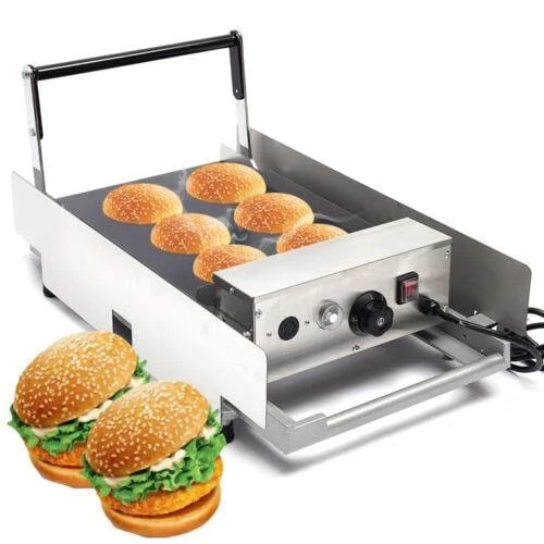 2000W Elektrikli Burger Makinesi, Yapışmaz ve Kalınlaştırılmış Saplı Ticari Çift Hamburger Makinesi Paslanmaz Çelik, 50 ~ 300 ° C, Bun Sandviç Temaslı Izgara ürün görseli 1