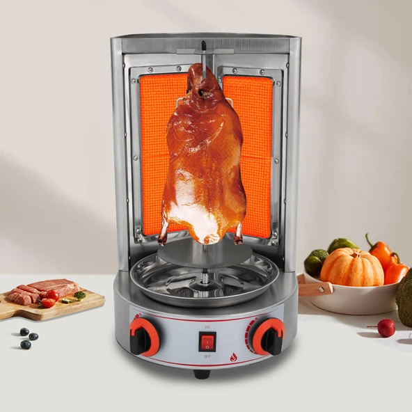 DSYOGX Gazlı Kebap Makinesi, Döner Izgara Elektrikli Çevirme Şiş 360° Döner Dikey Izgara, Ev ve Ticari Kullanım için, 220V 50Hz 4.3KW Döner Izgara, Tavuk Izgara, Domuz ürün görseli 1