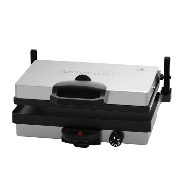 Kochmaster Chromax temaslı ızgara, Türk pizzası Lahmacun makinesi, sandviç ekmek kızartma makinesi, yapışmaz kaplamalı plakalar, 2300W, elektrikli masa ızgarası, paslanmaz çelik, ürün görseli 1