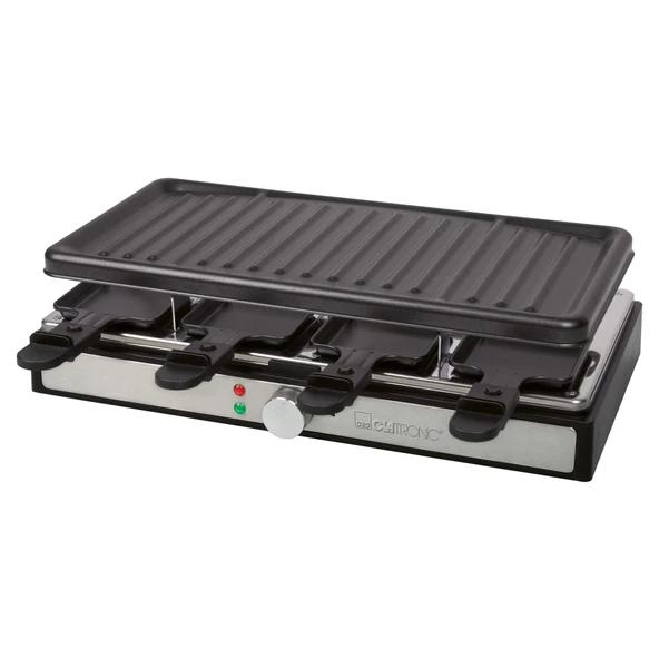Clatronic® Raclette 8 kişilik, çıkarılabilir ızgara plakalı | Yapışmaz kaplamalı Raclette ızgara | 8 tava dahil | Cool Touch gövdeli Raclette'ler | Güvenli standlı Raklett cihazı | RG3757 ürün görseli 1